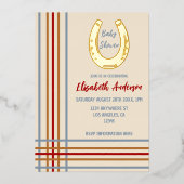 Rustikaler Western Horseshoe Kinderdusche Folieneinladung (Vorderseite)