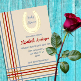 Rustikaler Western Horseshoe Kinderdusche Folieneinladung