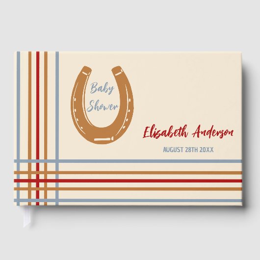 Rustikaler Western Horseshoe Kinderdusche Gästebuch (Vorderseite)