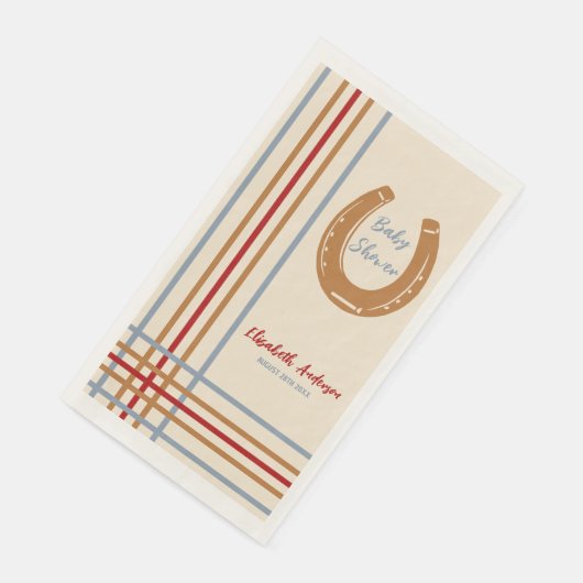 Rustikaler Western Horseshoe Kinderdusche Napkins Serviette (Ecke)