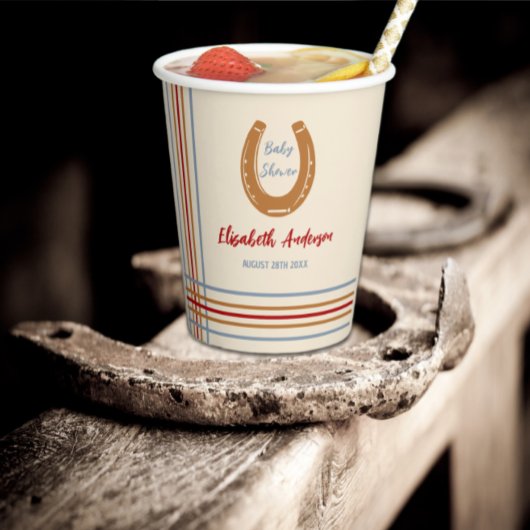 Rustikaler Western Horseshoe Kinderdusche Pappbecher