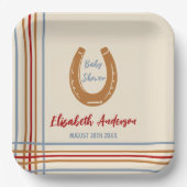 Rustikaler Western Horseshoe Kinderdusche Pappteller (Vorderseite)