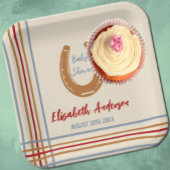 Rustikaler Western Horseshoe Kinderdusche Pappteller