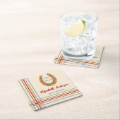 Rustikaler Western Horseshoe Kinderdusche Rechteckiger Pappuntersetzer (Vor Ort)