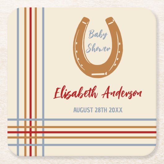 Rustikaler Western Horseshoe Kinderdusche Rechteckiger Pappuntersetzer (Vorderseite)