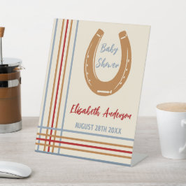 Rustikaler Western Horseshoe Kinderdusche Sockelschild