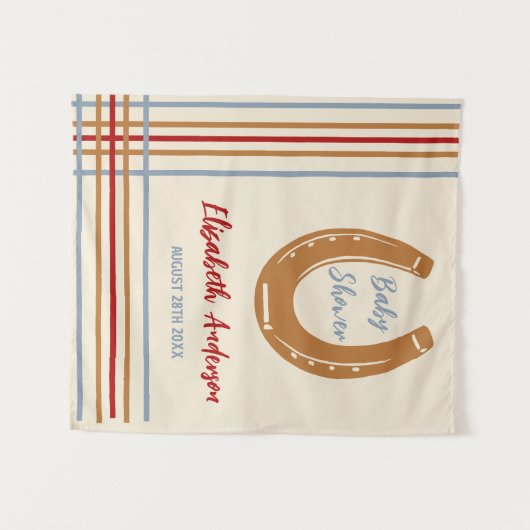 Rustikaler Western Horseshoe Kinderdusche Wandteppich (Vorderseite (Horizontal))