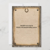Rustikaler Western im Stil von Hochzeiten 2 Einladung (Rückseite)