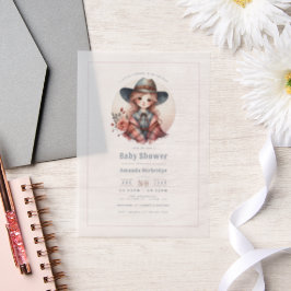 Rustikaler Western Kleine Cowgirl Babydusche Pergament Einladungen