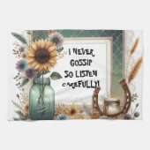 Rustikaler Western Küchentuch "Ich tratsche nie (Horizontal)