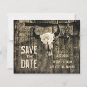 Rustikaler Western Kuh Schädel Save the Date Haush (Vorderseite)