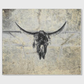 Rustikaler Western Kuh Skull Schwarz Textur Decoup Geschenkpapier (Flach)