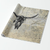 Rustikaler Western Kuh Skull Schwarz Textur Decoup Geschenkpapier (Ungerollt)