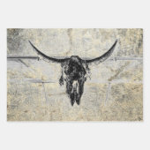 Rustikaler Western Kuh Skull Schwarz Textur Decoup Geschenkpapier Set (Vorderseite 2)