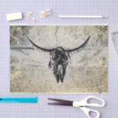 Rustikaler Western Kuh Skull Schwarz Textur Decoup Seidenpapier (Handwerk)