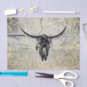 Rustikaler Western Kuh Skull Schwarz Textur Decoup Seidenpapier (Handwerk)