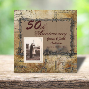 rustikaler Western Land 50. Hochzeitstag Einladung