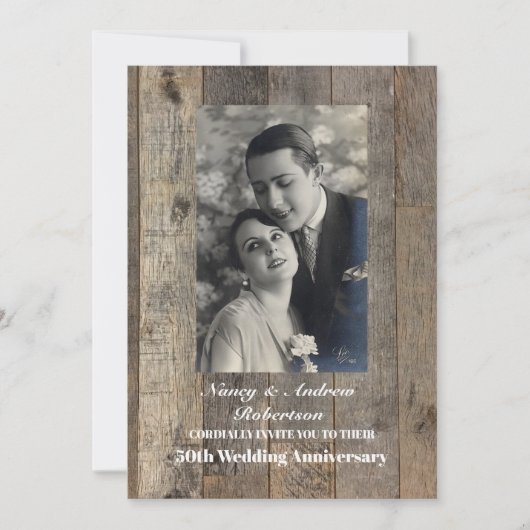 rustikaler Western Land 50. Hochzeitstag Einladung (Vorderseite)