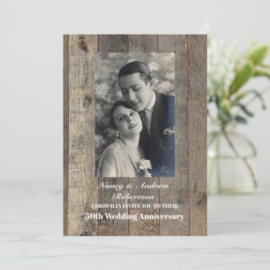 rustikaler Western Land 50. Hochzeitstag Einladung (Stehend Vorderseite)