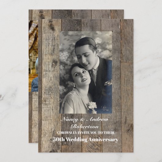 rustikaler Western Land 50. Hochzeitstag Einladung (Vorne/Hinten)