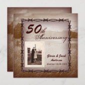 Rustikaler Western Land 50 Jahre Party Einladung (Vorne/Hinten)