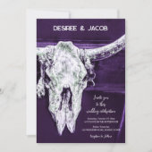Rustikaler Western Land Dunkler Lila Bull Skull Einladung (Vorderseite)