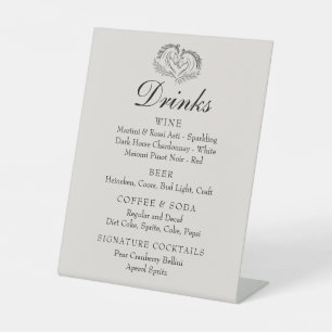 Rustikaler Western Land Hochzeiten Bar Drinks Sockelschild
