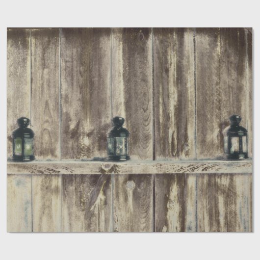 Rustikaler Western Land Holz Stall Lanterns Geschenkpapier (Flach)