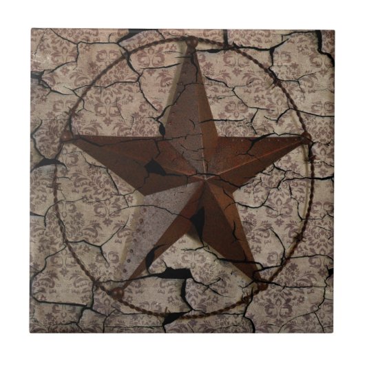 Rustikaler Western Land Primitive Texas Star Fliese (Vorderseite)
