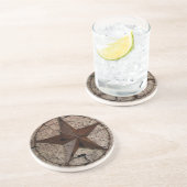 Rustikaler Western Land Primitive Texas Star Sandstein Untersetzer (Seite)