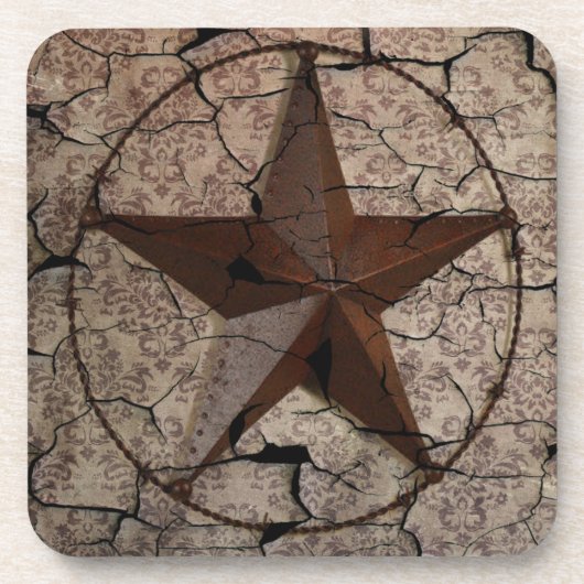 Rustikaler Western Land Primitive Texas Star Untersetzer (Vorderseite)