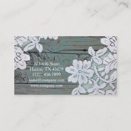 Rustikaler Western Land Weiße Spitzen Aquamarin St Visitenkarte (Rückseite)