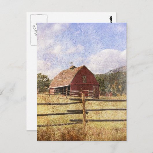 Rustikaler Western Landbauernhof Primitive Rote Ba Postkarte (Vorne/Hinten)