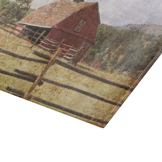 Rustikaler Western Landbauernhof Primitive Rote Ba Schneidebrett (Ecke)
