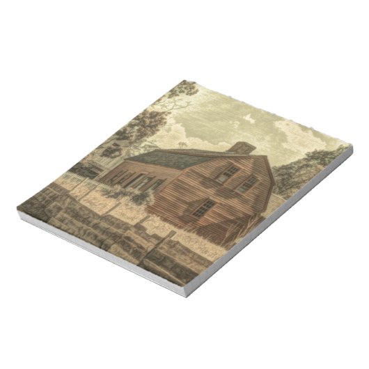 Rustikaler Western Landhaus Chic Red Barn Notizblock (Rotiert)