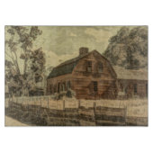 Rustikaler Western Landhaus Chic Red Barn Schneidebrett (Vorderseite)