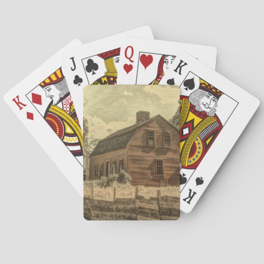 Rustikaler Western Landhaus Chic Red Barn Spielkarten (Rückseite)