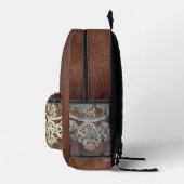 Rustikaler Western Leder und antike Spitze Bedruckter Rucksack (Rechts)
