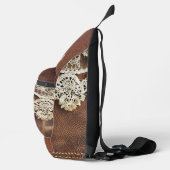 Rustikaler Western Leder und antike Spitze Crossbody Bag (Rechts)