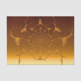Rustikaler Western Metallic Gold Texture Cow Skull Seidenpapier