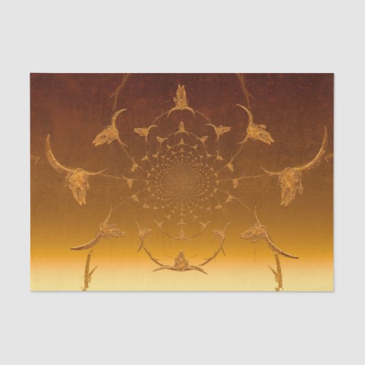 Rustikaler Western Metallic Gold Texture Cow Skull Seidenpapier (Vorderseite)