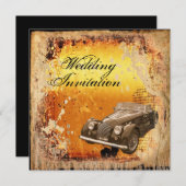 Rustikaler Western mit antiken Fahrzeugen Landverh Einladung (Vorne/Hinten)