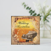 Rustikaler Western mit antiken Fahrzeugen Landverh Einladung (Stehend Vorderseite)