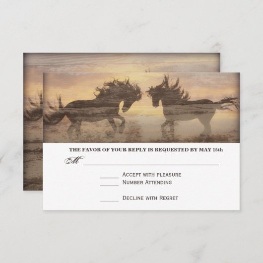 Rustikaler Western mit RSVP-Wagen RSVP Karte (Vorne/Hinten)