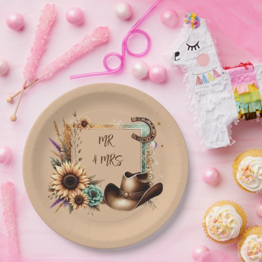 Rustikaler Western Mr. & Mrs. Party Teller (Party)