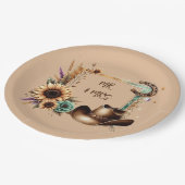 Rustikaler Western Mr. & Mrs. Party Teller (Schrägansicht)