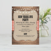 Rustikaler Western Neujahrstag Abend einladen Einladung (Stehend Vorderseite)
