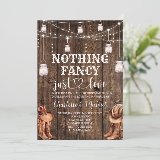 Rustikaler Western Nichts Extravagant nur Liebe Ho Einladung (Stehend Vorderseite)