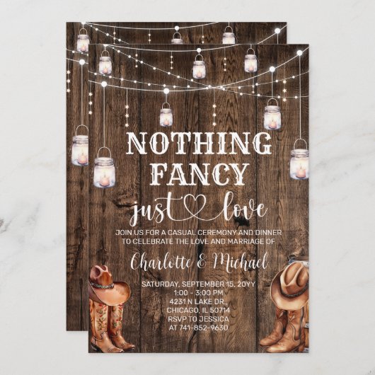 Rustikaler Western Nichts Extravagant nur Liebe Ho Einladung (Vorne/Hinten)