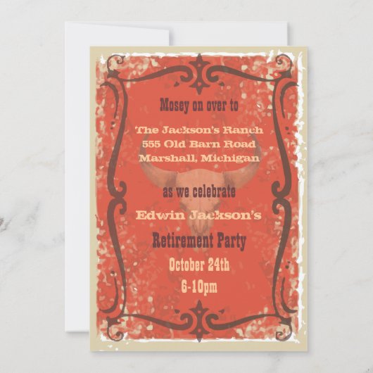 Rustikaler Western Party Einladung (Rückseite)